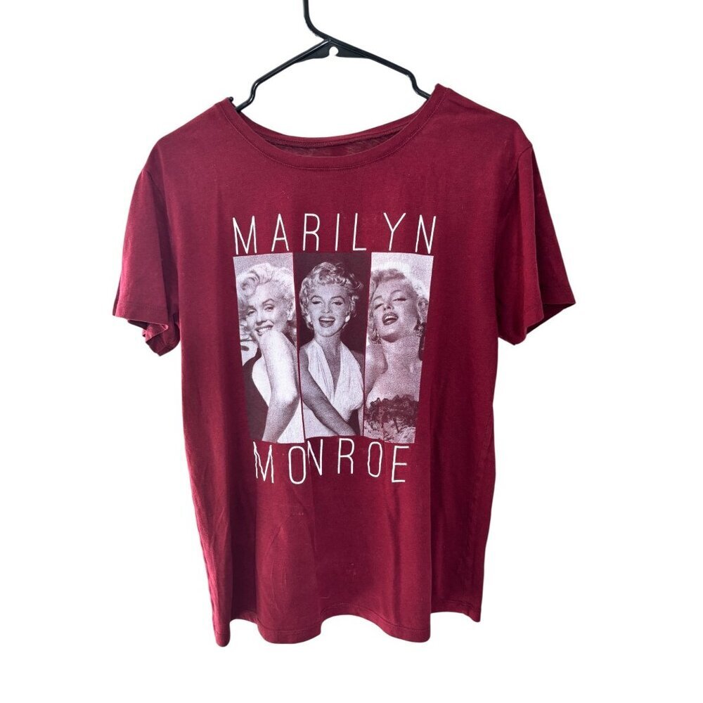 Women's Burgundy Marilyn Monroe Graphic T-shirt - Picture 2 of 7